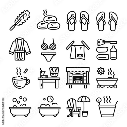 Spa and Wellness Line Icons A Collection of 20 Relaxing Illustrations