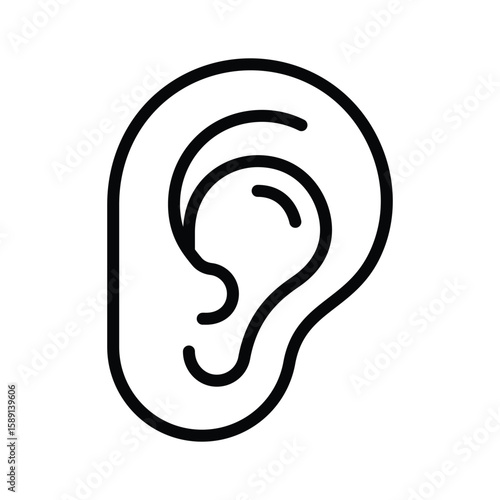 Ready to use linear icon of human ear structure