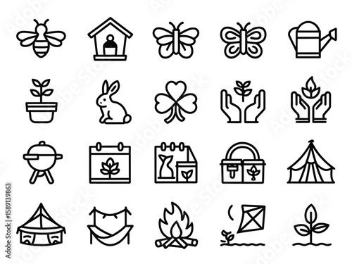 Spring & Summer Line Icons A Collection of 24 Unique Designs