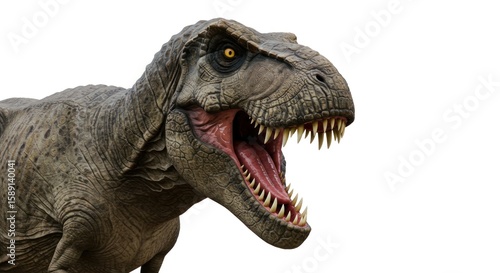 Wallpaper Mural Ferocious tyrannosaurus rex portrait showcasing teeth and textured skin against a white backdrop Torontodigital.ca