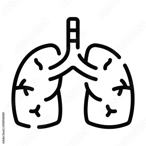 Visually appealing outline icon of healthy human lungs