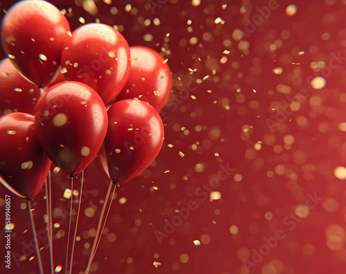 Wallpaper Mural Colorful red balloons float against a sparkling background, creating a joyful atmosphere perfect for celebrations and events. Torontodigital.ca