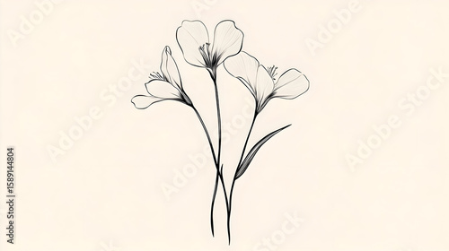 Elegant line drawing crocus flowers