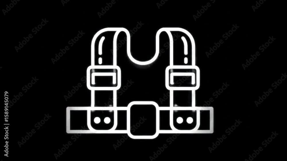 Neon Animated Safety Harness Icon Loop on Black Background – Glowing Line Style Animation Neon Animated Safety Harness Icon Loop on Black Background – Glowing Line Style Animation