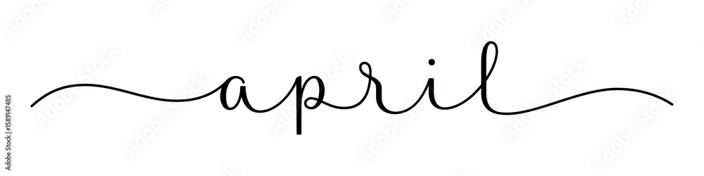 Obraz premium APRIL black brush calligraphy banner with swashes on transparent background