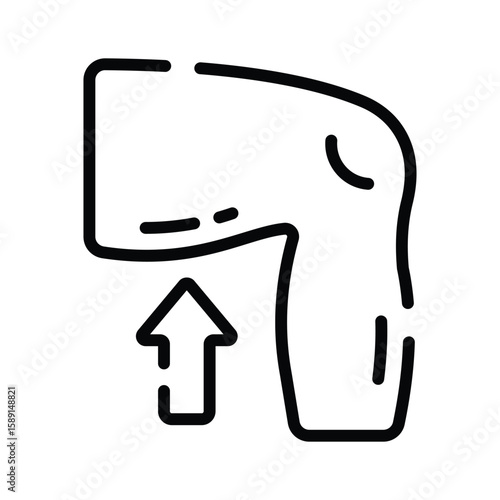 A premium outline icon of lower human thigh