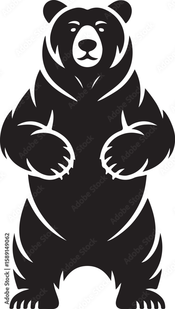 Obraz premium Standing Bear Silhouette Icon, Wild Animal Vector Illustration, vector illustration of bear icon, symbol of bear icon.