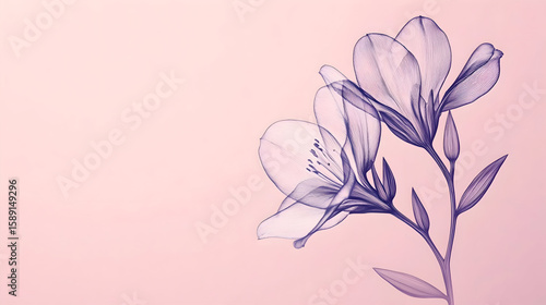 Abstract flowers on delicate pink background
