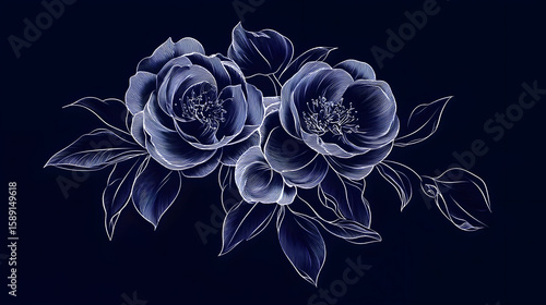Light blue floral illustration