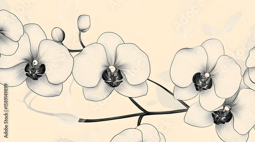 Elegant white orchids illustration