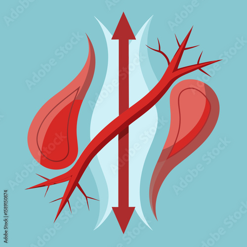Blood flow arrow design, medical concept illustration, circulatory system graphic