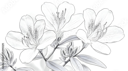 Flower illustration grayscale botanical art