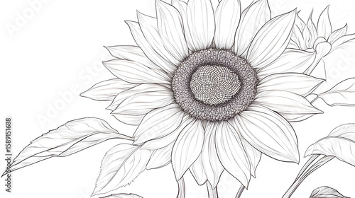 Grayscale sunflower illustration