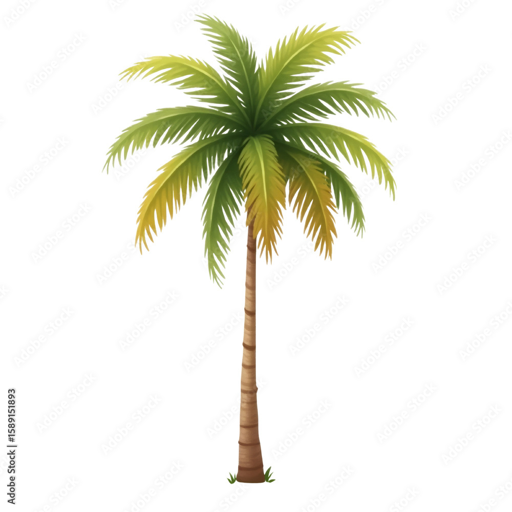 Obraz premium Tropical serenity a solitary palm tree against a serene atmosphere isolated on a transparent setting