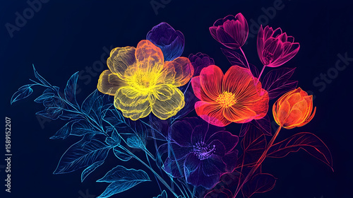 Abstract floral design colorful bouquet