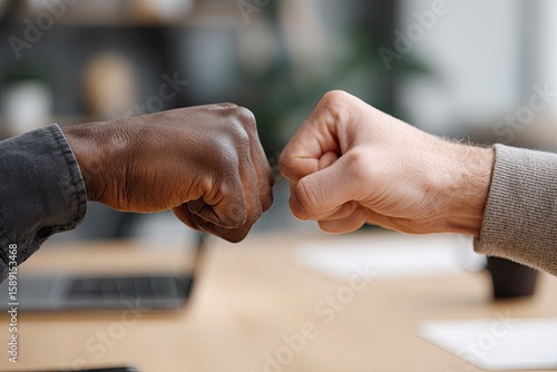 Two fists bumping, diverse hands (1)