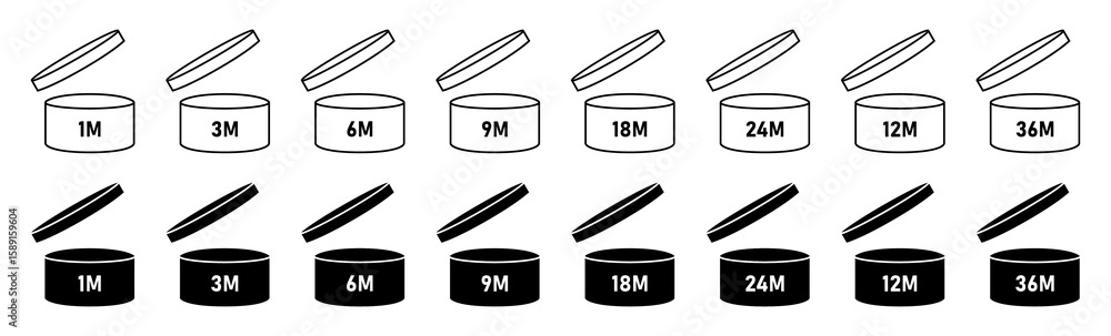 Φωτογραφία Vector set of PAO cosmetic expiry symbols from 1M to 36M