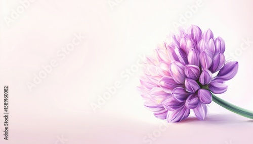 Abstract Oil Painting Of A Purple Onion Flower: Soft And Delicate Depiction Of Spring Floral Beauty In Nature