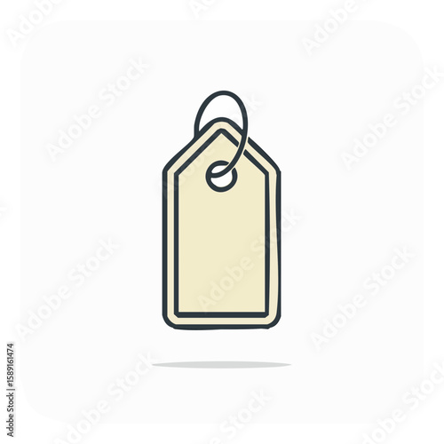 Isolated price tag illustration with cartoon line art in soft colors
