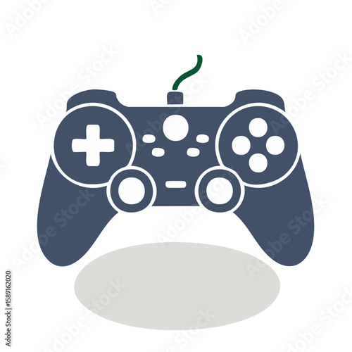 Gamepad illustration for gaming consoles and esports events. A game controller graphic with editable text area on black background.