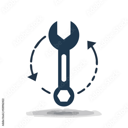 Spanner Wrench Rotating Icon Maintenance Repair Service Improvement Upgrade Tool Symbol