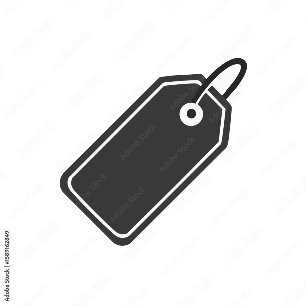 Fototapeta premium Blank Black Price Tag Icon on Black Background Simple Sale and Discount Sign Symbol