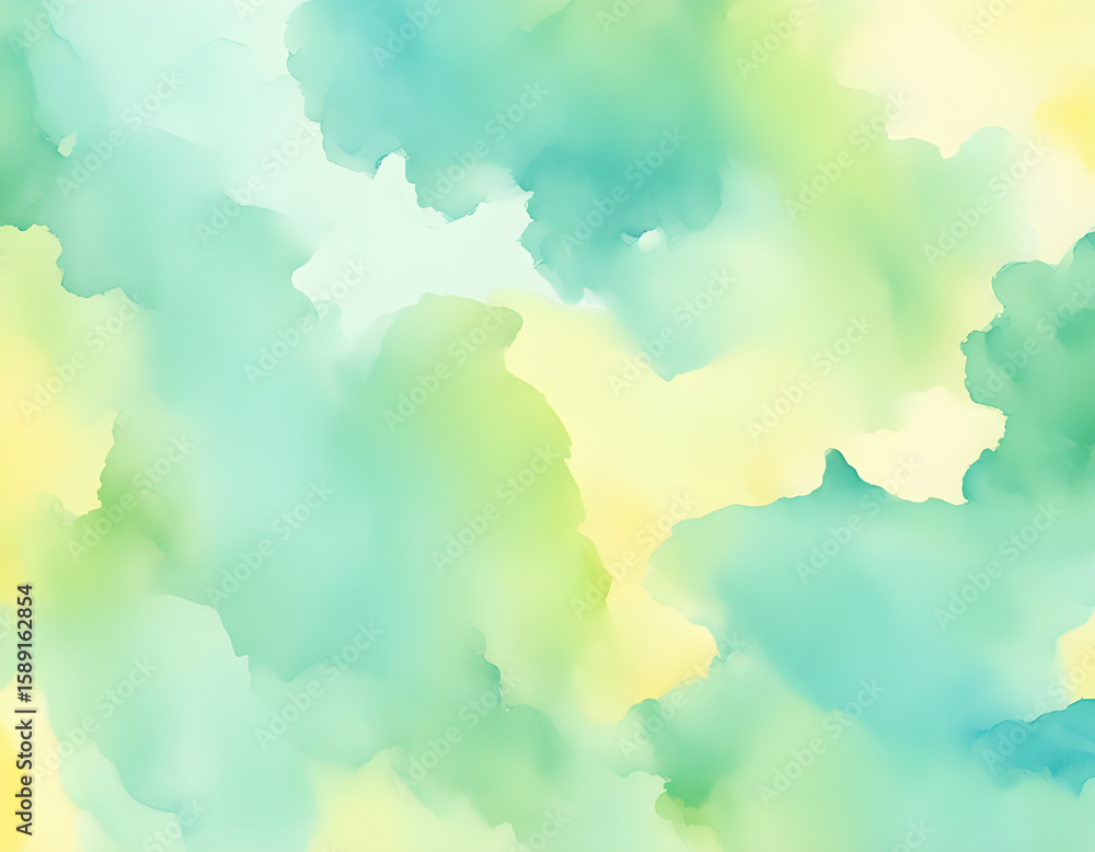 Obraz premium Pastel Yellow Blue Green Watercolor Background 