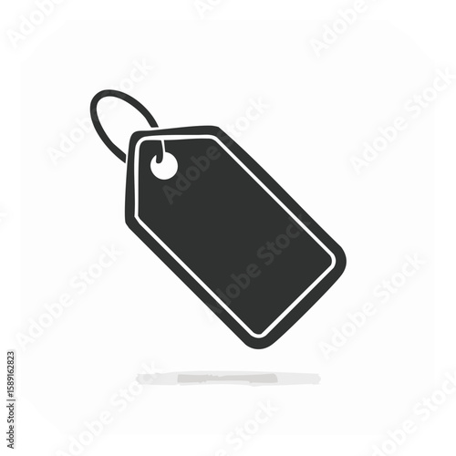 Isolated black and white hanging price tag vector illustration for commerce or retail sale