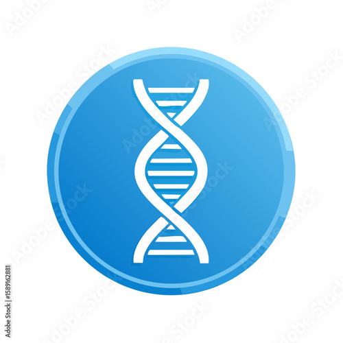 DNA strand graphic white double helix in blue circle biology medicine science abstract vector symbol