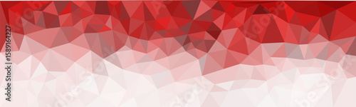 A red and white low-poly abstract background with triangular shapes, creating a geometric and modern design.

