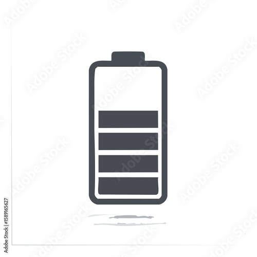 Stylized Battery Icon with Half Charge Remaining on Black Background