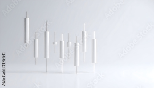 White Candlestick Chart on White Background