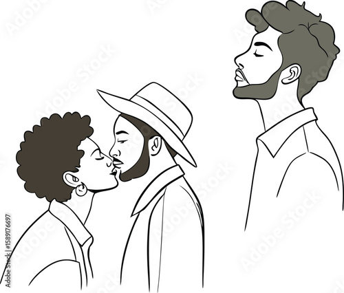 woman and men silhouette illustration 