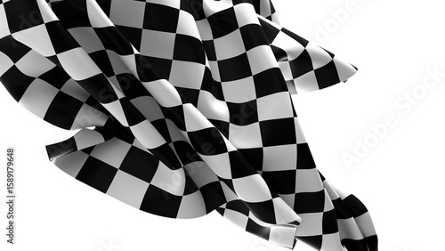 The checkered flag waves in the air signaling the end of the race