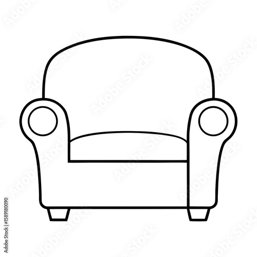 Armchair Outline Illustration Furniture Icon Home Decor Living Room