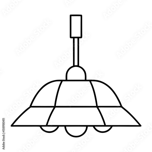 Hanging Lamp Outline Illustration of Modern Lighting Fixture Design