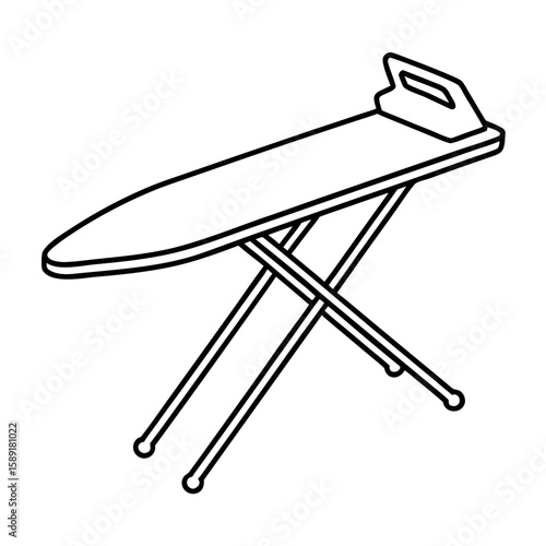 Outline illustration of an ironing board on a white background
