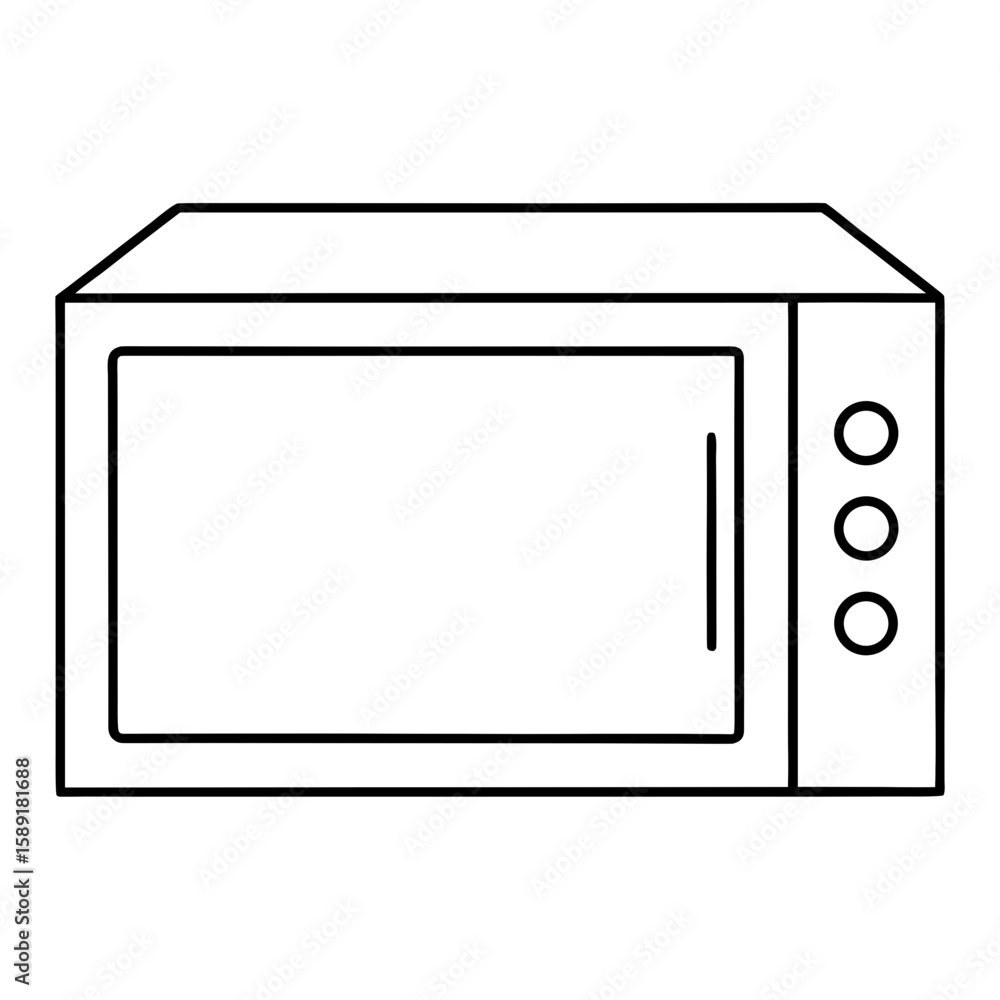 Fototapeta premium Microwave Oven Outline Icon Kitchen Appliance Vector Illustration