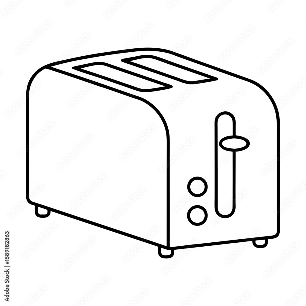 Toaster Outline Illustration Kitchen Appliance Breakfast Preparation Simple Line Drawing Toaster Outline Illustration Kitchen Appliance Breakfast Preparation Simple Line Drawing