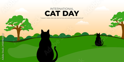 Vector illustration of International Cat Day social media template