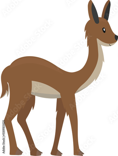 Vicuna cute childish cartoon illustration isolated on white background. Flat design element.