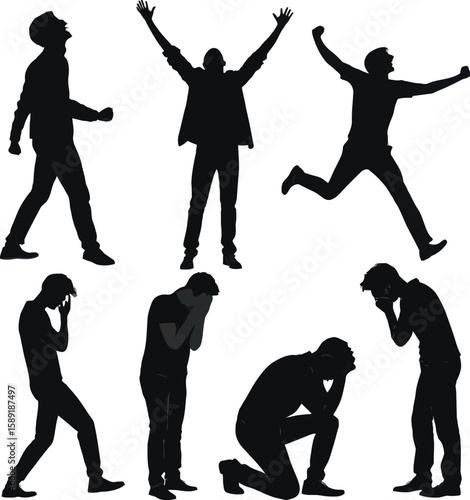 Foto Dynamic vector silhouettes of people engaged in dance, sport, and joyful movemen