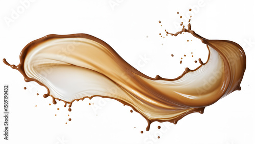 Milk coffee splash in the middle isolated on background