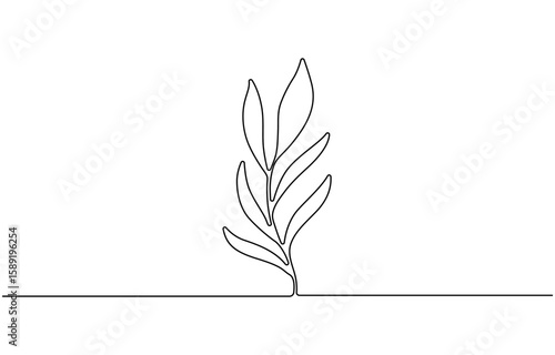 One line continuous leaves single line drawing art  plant art,  Decorative eucalyptus foliage in one line art drawing with pastel coloring.