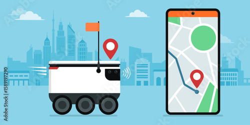 Autonomous robot delivering goods and delivery tracking app