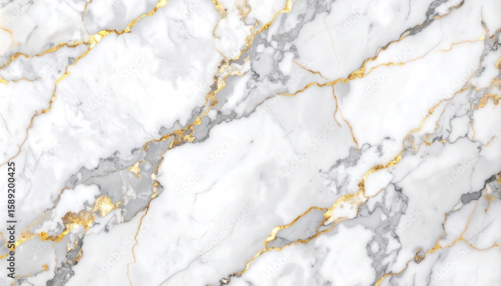 Obraz premium Granite Inspired Marble Texture with Bright Gold Vein Detailing on White Background for Luxury Design