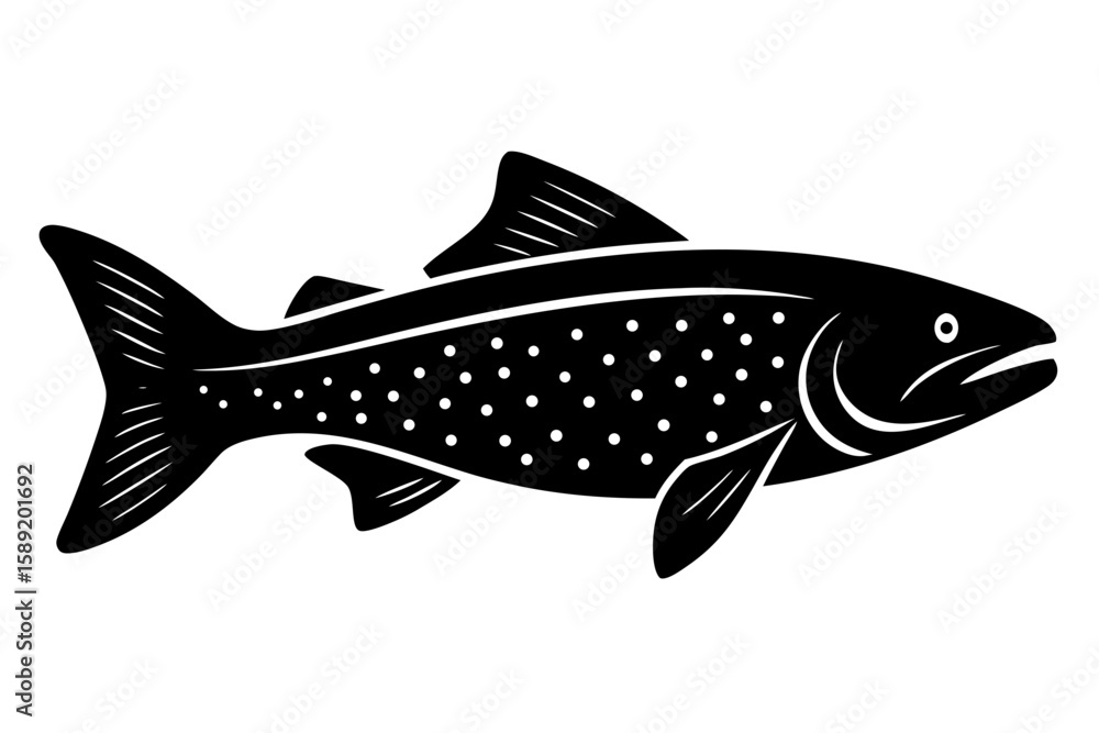 Fototapeta premium Vector art of silhouette of fish on a white background
