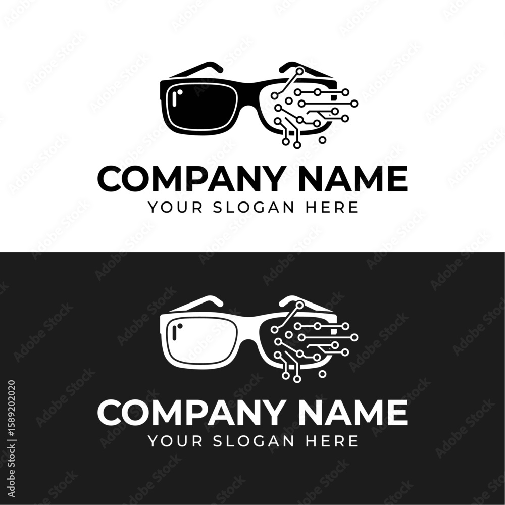 Visionary Technology Logo: A sleek, modern logo featuring glasses with integrated circuit board elements, symbolizing innovation and the future of visual technology. Visionary Technology Logo: A sleek, modern logo featuring glasses with integrated circuit board elements, symbolizing innovation and the future of visual technology.