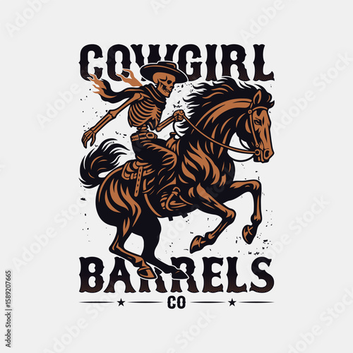 COWGIRL BARRELS CO.horse tshirt design.