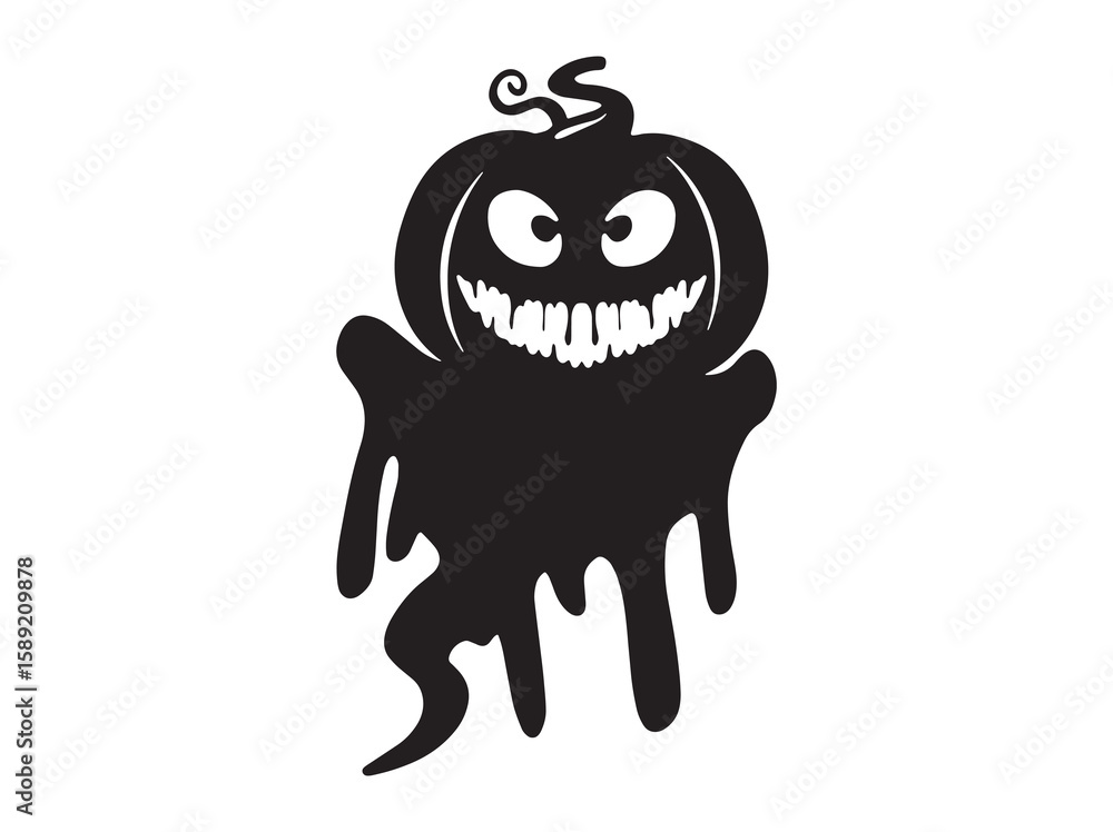 Fototapeta premium Ghost Pumpkin Scary Face Line Art